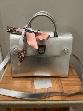 Christian Dior Dior ever medium metallic silver bag